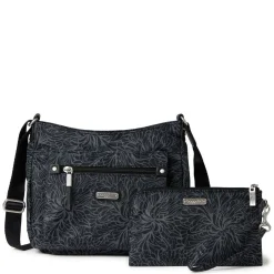 Handbags*Baggallini Baggilini, Uptown Bagg with RFID Phone Wristlet Midnight Blossom