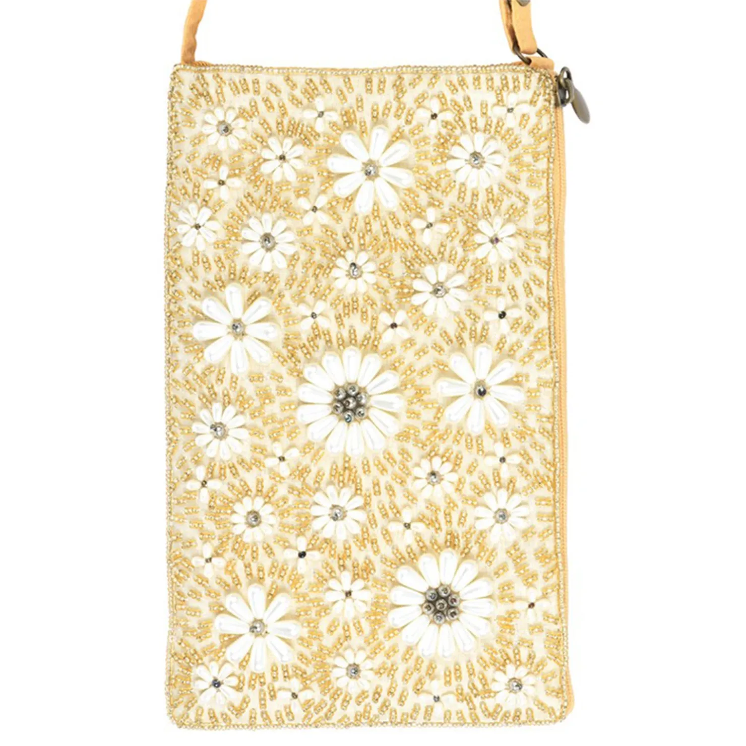 Handbags*Bamboo Trading Company , Club Bag - Pearl Flower Gold