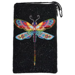 Handbags*Bamboo Trading Company , Colorful Dragonfly Club Bag Black Multi