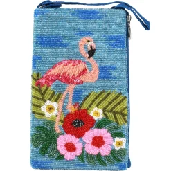 Handbags*Bamboo Trading Company , Flamingo Follies Club Bag Blue Multi