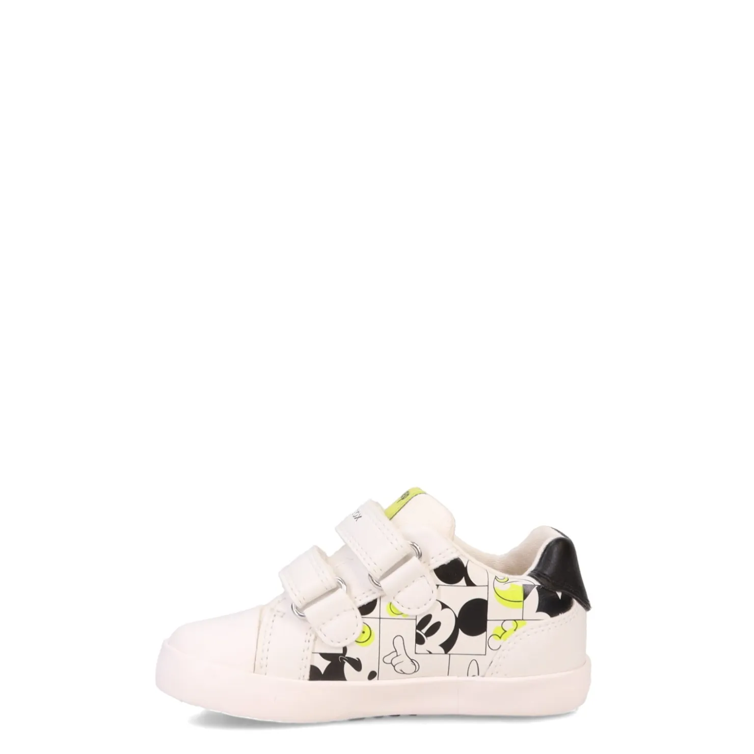 Sneakers & Athletic*Geox USA Inc Boy's Geox, DISNEY Kilwi Mickey Sneaker - Toddler White/Fluo Yellow