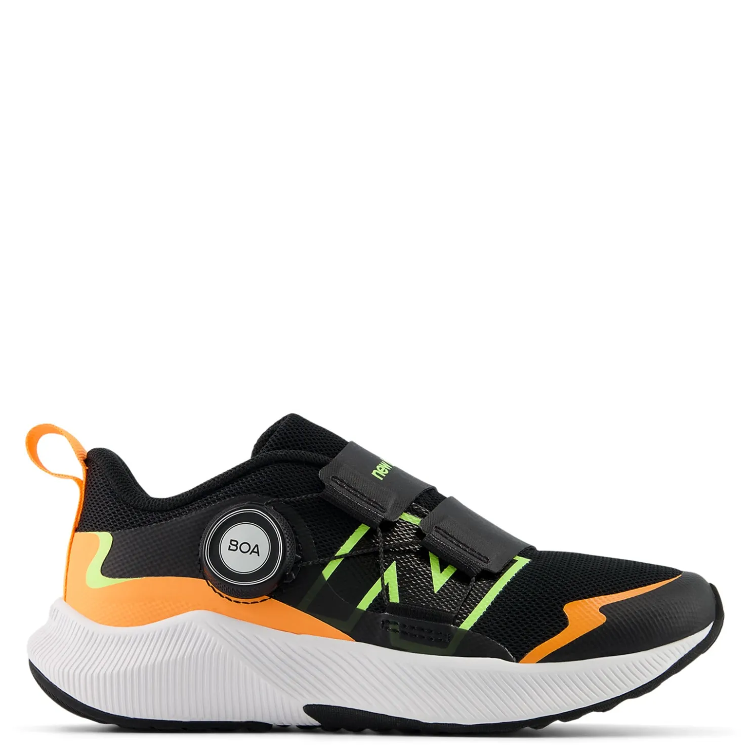 Sneakers & Athletic*New Balance Boy's , Fuel Core Reveal v4 Sneaker - Little Kid Black/Bleached Lime Glo/Hot Mango