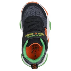 Toddler (3.5-10)*Skechers Boy's , Mighty Glow 2.0 - Dino-Bolt Sneaker - Toddler Black/Orange/Green