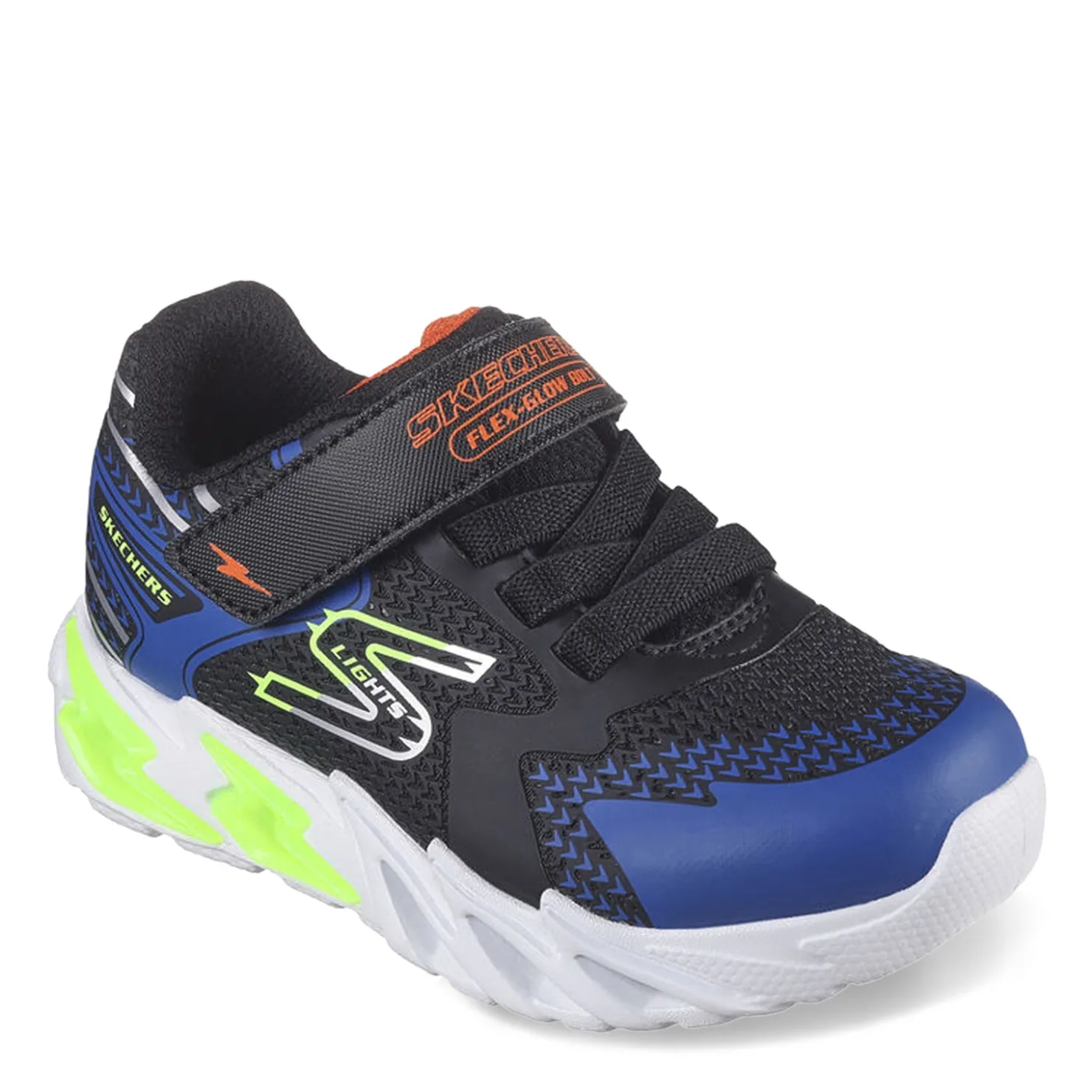 Sneakers & Athletic*Skechers Boy's , S Lights: Flex-Glow Bolt Sneaker - Toddler Black/Blue/Lime/Orange