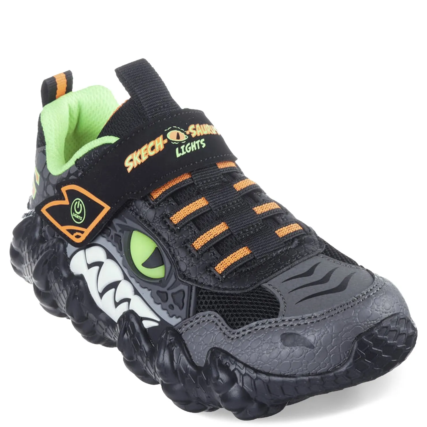 Sneakers & Athletic*Skechers Boy's , Skech-O-Saurus - Rapid-Dino Sneaker - Little Kid Black/Lime/Orange