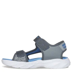 Sandals*Skechers Boy's , S-Lights: Creature-Splash Sandal - Little Kid Charcoal/Blue/Gray