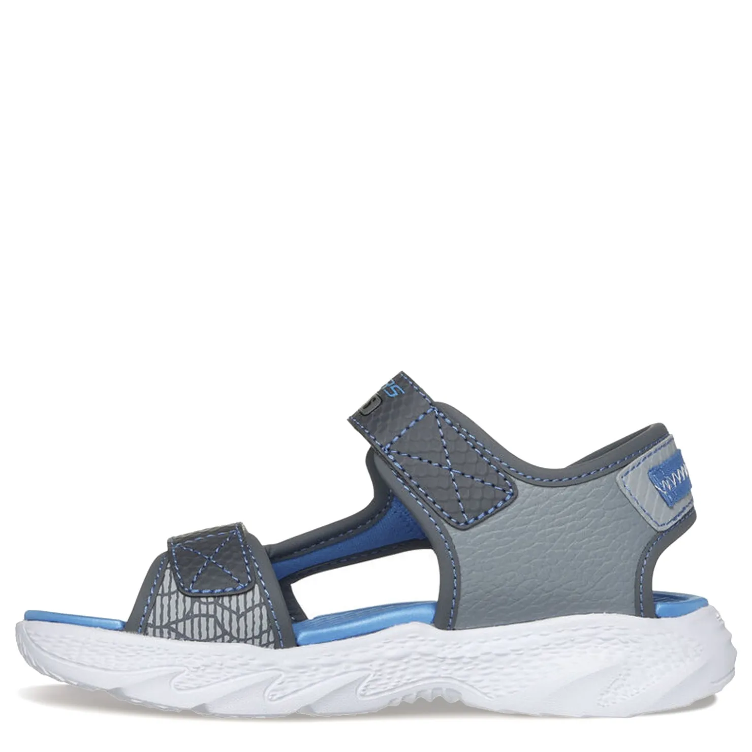 Sandals*Skechers Boy's , S-Lights: Creature-Splash Sandal - Little Kid Charcoal/Blue/Gray