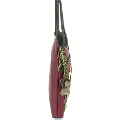 Handbags*Chala , Ivory Paw Print Cell Phone Crossbody Burgundy