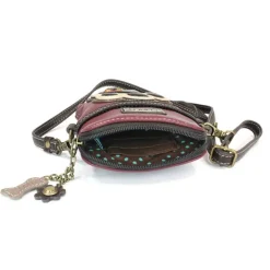Handbags*Chala , Ivory Paw Print Cell Phone Crossbody Burgundy