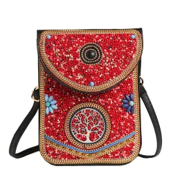 Handbags*Coco & Carmen , Artisan Beaded Crossbody Tree Of Life