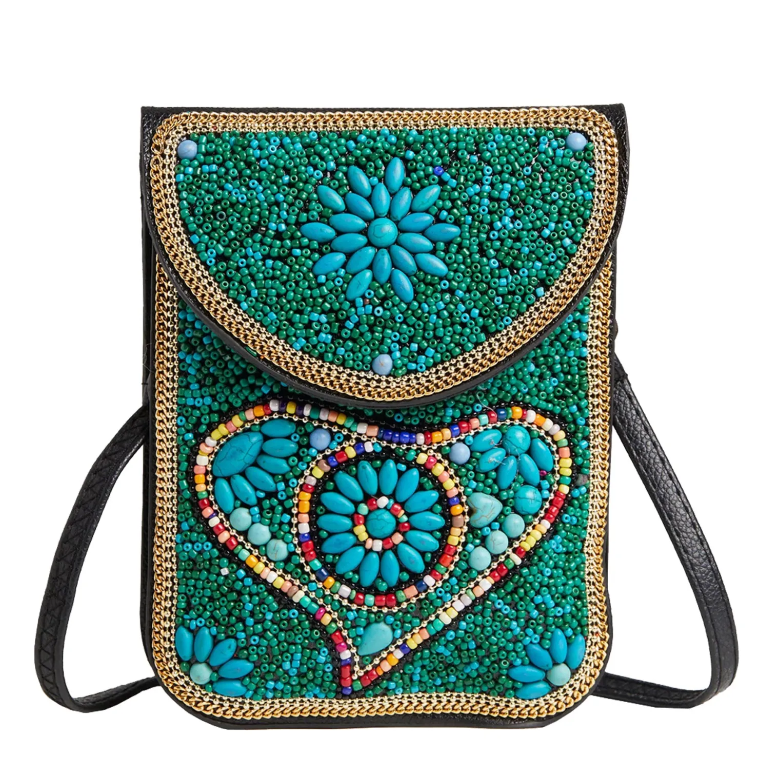 Handbags*Coco & Carmen , Artisan Beaded Crossbody Heart