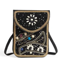 Handbags*Coco & Carmen , Artisan Beaded Crossbody Midnight Sky