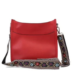 Handbags*Coco & Carmen , Mini Alma Zip Top Messenger Red
