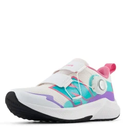 Little Kid (10.5-3)*New Balance Girl's , Fuel Core Reveal v4 Sneaker - Little Kid White/Purple Crush/Cyber Jade