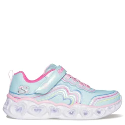Sneakers & Athletic*Skechers Girl's , Heart Lights - Retro Hearts Sneaker - Little Kid Turquoise Multi