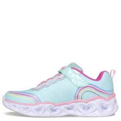 Little Kid (10.5-3)*Skechers Girl's , Heart Lights - Retro Hearts Sneaker - Little Kid Turquoise Multi