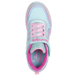 Little Kid (10.5-3)*Skechers Girl's , Heart Lights - Retro Hearts Sneaker - Little Kid Turquoise Multi