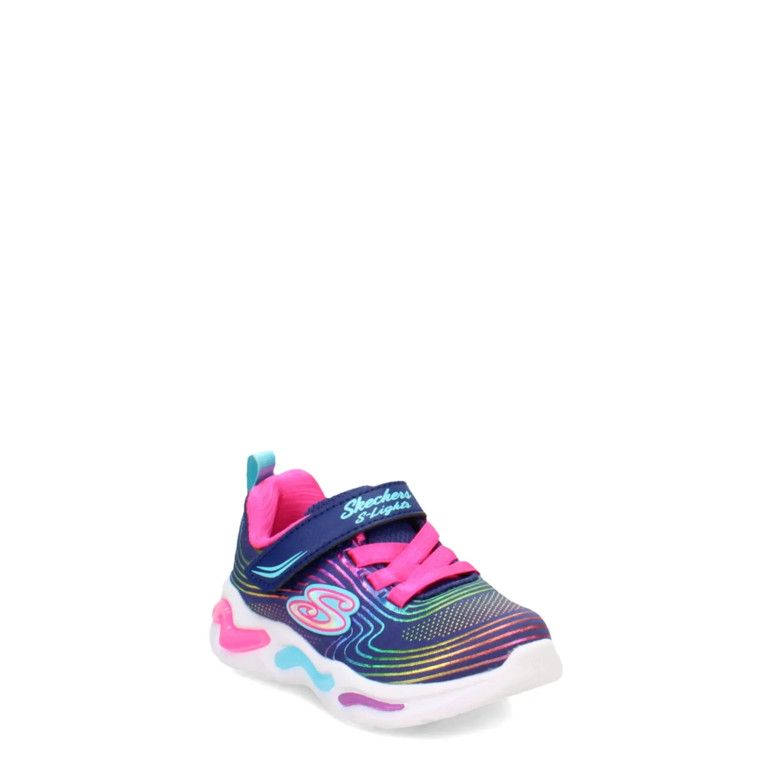 Toddler (3.5-10)*Skechers Girl's , S Lights: Wavy Beams Sneaker - Toddler Navy/Multi