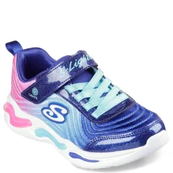 Sneakers & Athletic*Skechers Girl's , S-Lights: Wavy Beams - Ombre Express Sneaker - Little Kid Navy Multi