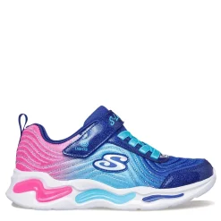 Sneakers & Athletic*Skechers Girl's , S-Lights: Wavy Beams - Ombre Express Sneaker - Little Kid Navy Multi