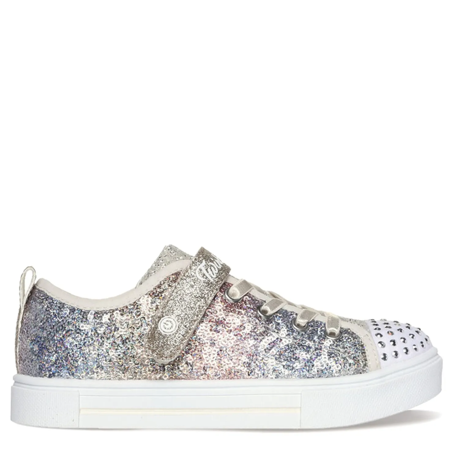 Little Kid (10.5-3)*Skechers Girl's , Twinkle Toes: Twinkle Sparks - Sequin Flash Sneaker - Little Kid Silver / Gold