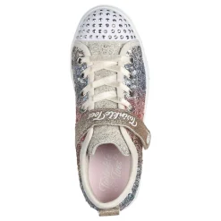 Little Kid (10.5-3)*Skechers Girl's , Twinkle Toes: Twinkle Sparks - Sequin Flash Sneaker - Little Kid Silver / Gold
