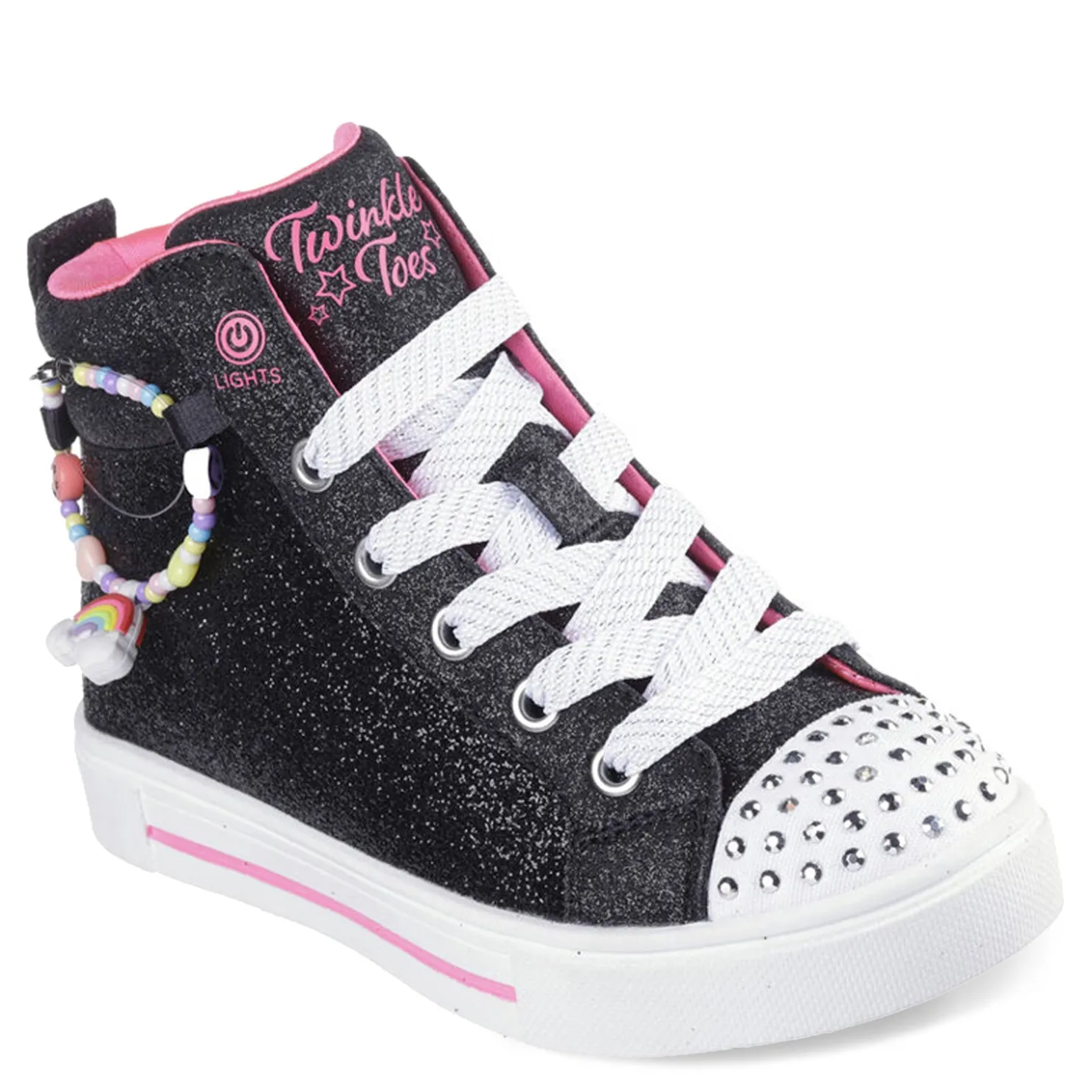 Little Kid (10.5-3)*Skechers Girl's , Twinkle Toes: Twinkle Sparks - Charm Bestie High Top Sneaker - Little Kid Black