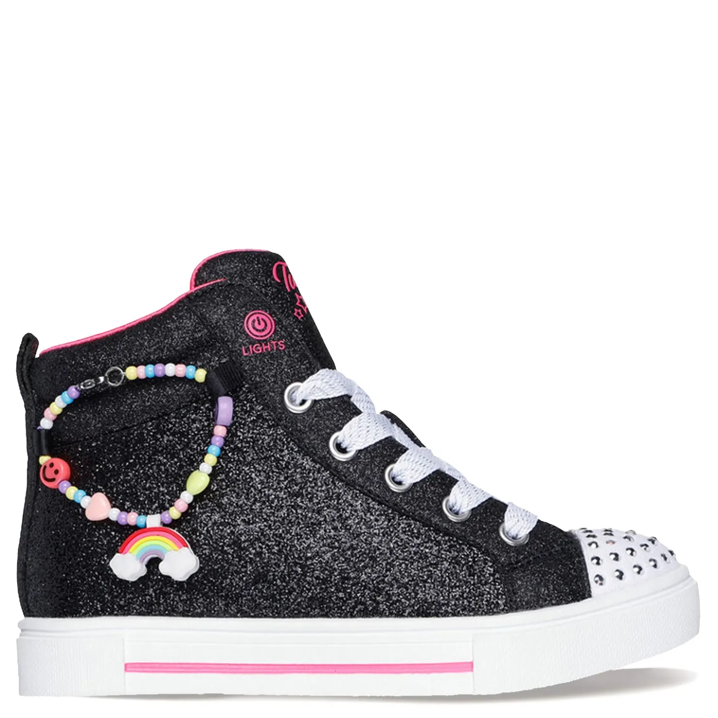 Little Kid (10.5-3)*Skechers Girl's , Twinkle Toes: Twinkle Sparks - Charm Bestie High Top Sneaker - Little Kid Black