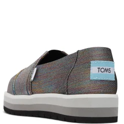 Big Kid (3.5-7)*TOMS Girl's , Alpargata Platform Slip-On - Little Kid & Big Kid Black Glimmer