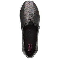 Big Kid (3.5-7)*TOMS Girl's , Alpargata Platform Slip-On - Little Kid & Big Kid Black Glimmer