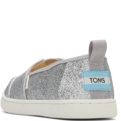 Slip On Shoes*TOMS Girl's , Alpargata Slip-On - Little Kid & Big Kid Silver Glitter