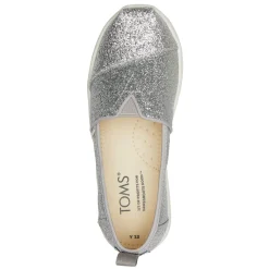 Slip On Shoes*TOMS Girl's , Alpargata Slip-On - Little Kid & Big Kid Silver Glitter