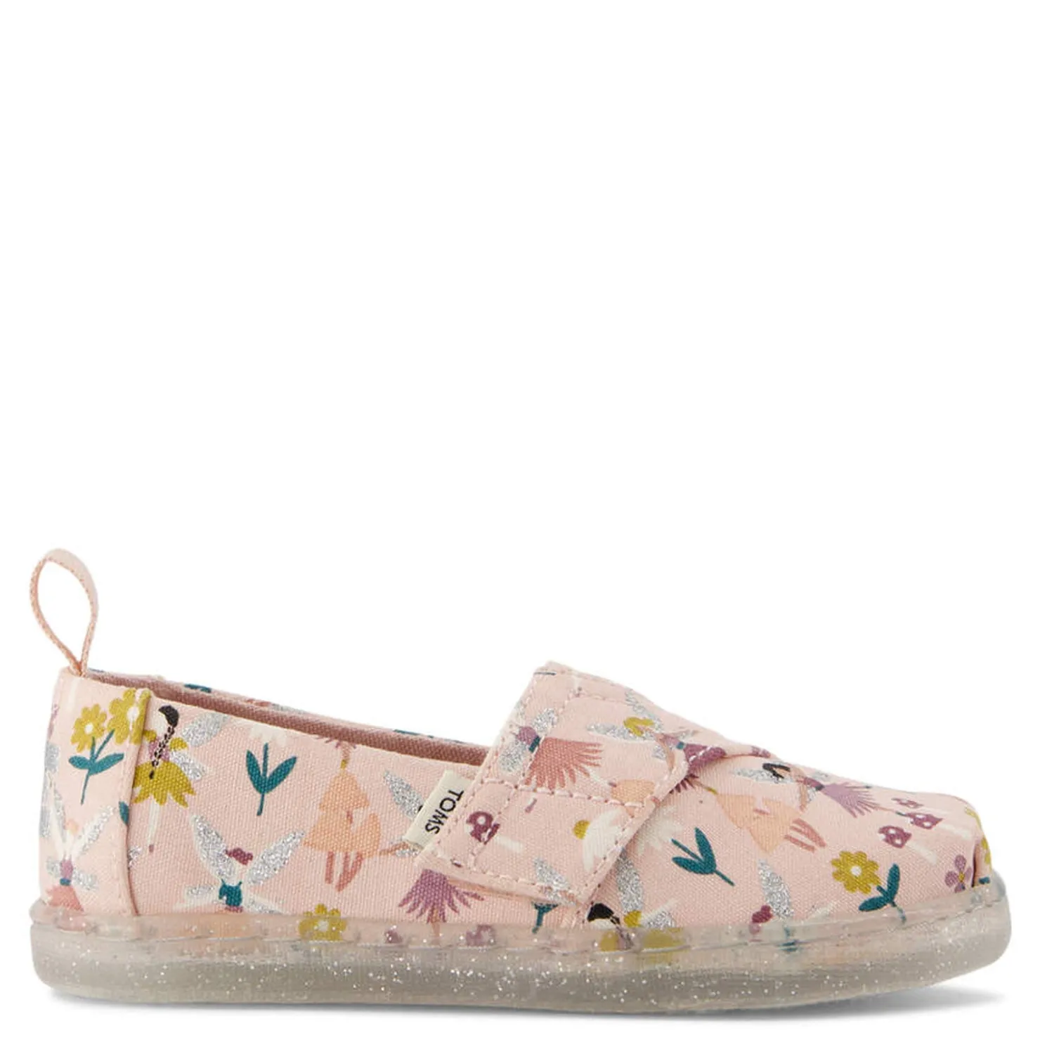 Slip On Shoes*TOMS Girl's , Alpargata Tiny Classic Slip-On - Toddler Ballet Pink Glitter Fairy Garden
