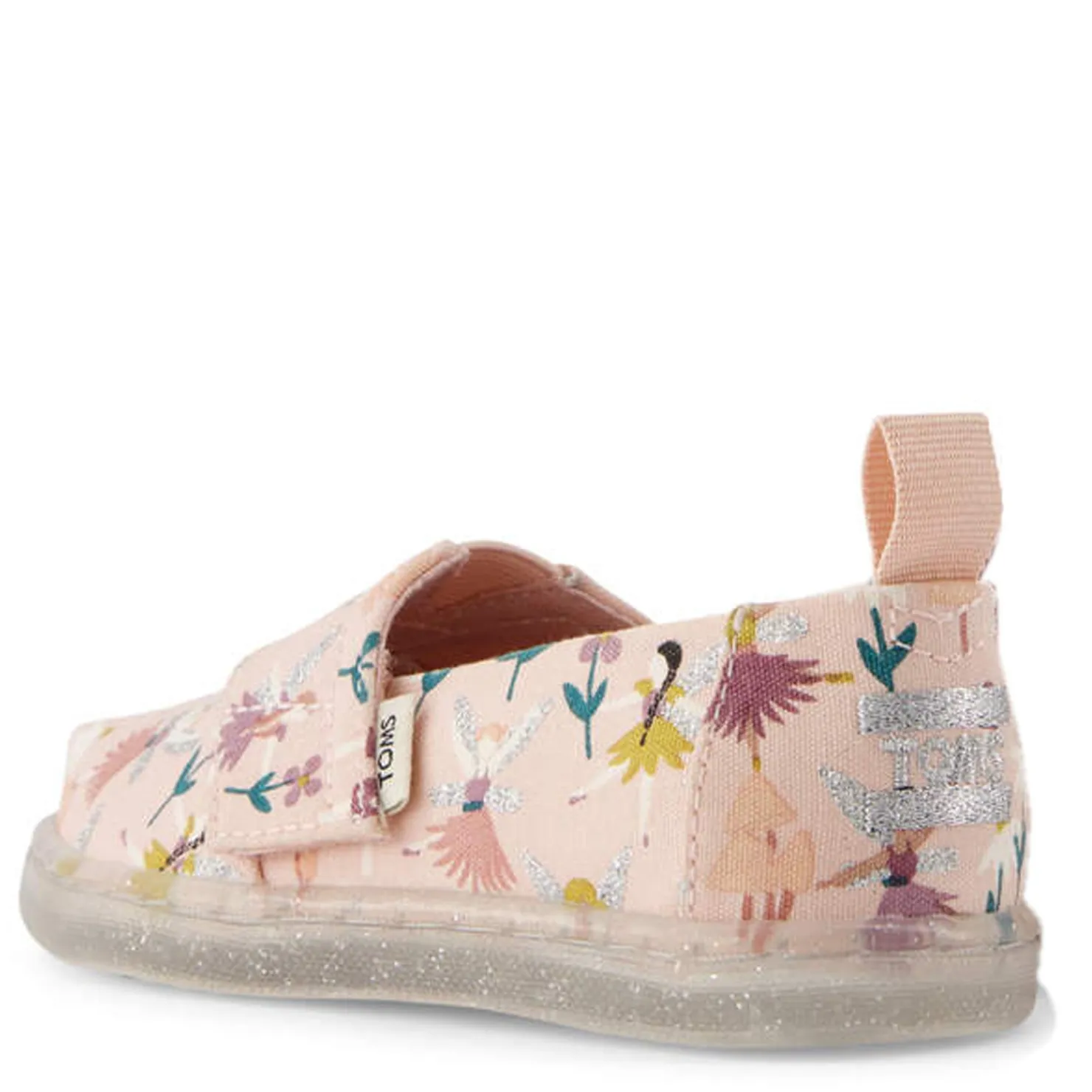 Slip On Shoes*TOMS Girl's , Alpargata Tiny Classic Slip-On - Toddler Ballet Pink Glitter Fairy Garden