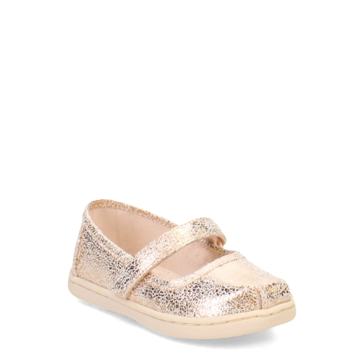 Flats*TOMS Girl's , Tiny Mary Jane - Toddler Crackle Foil Gold