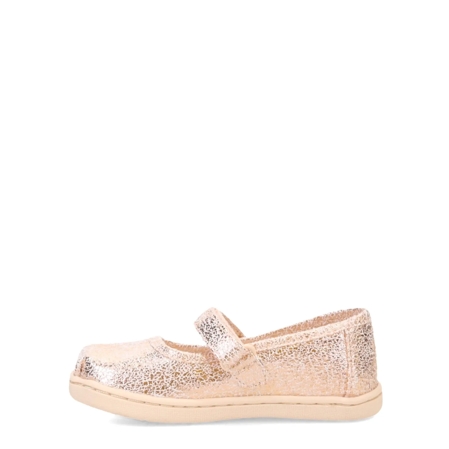 Flats*TOMS Girl's , Tiny Mary Jane - Toddler Crackle Foil Gold