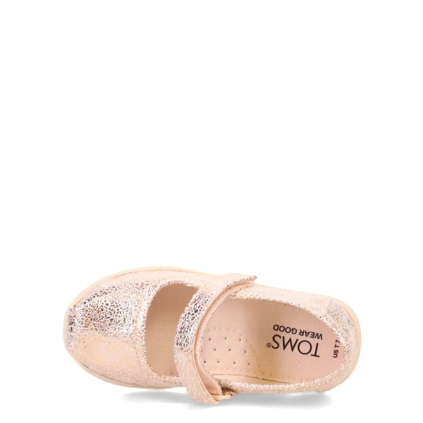 Flats*TOMS Girl's , Tiny Mary Jane - Toddler Crackle Foil Gold