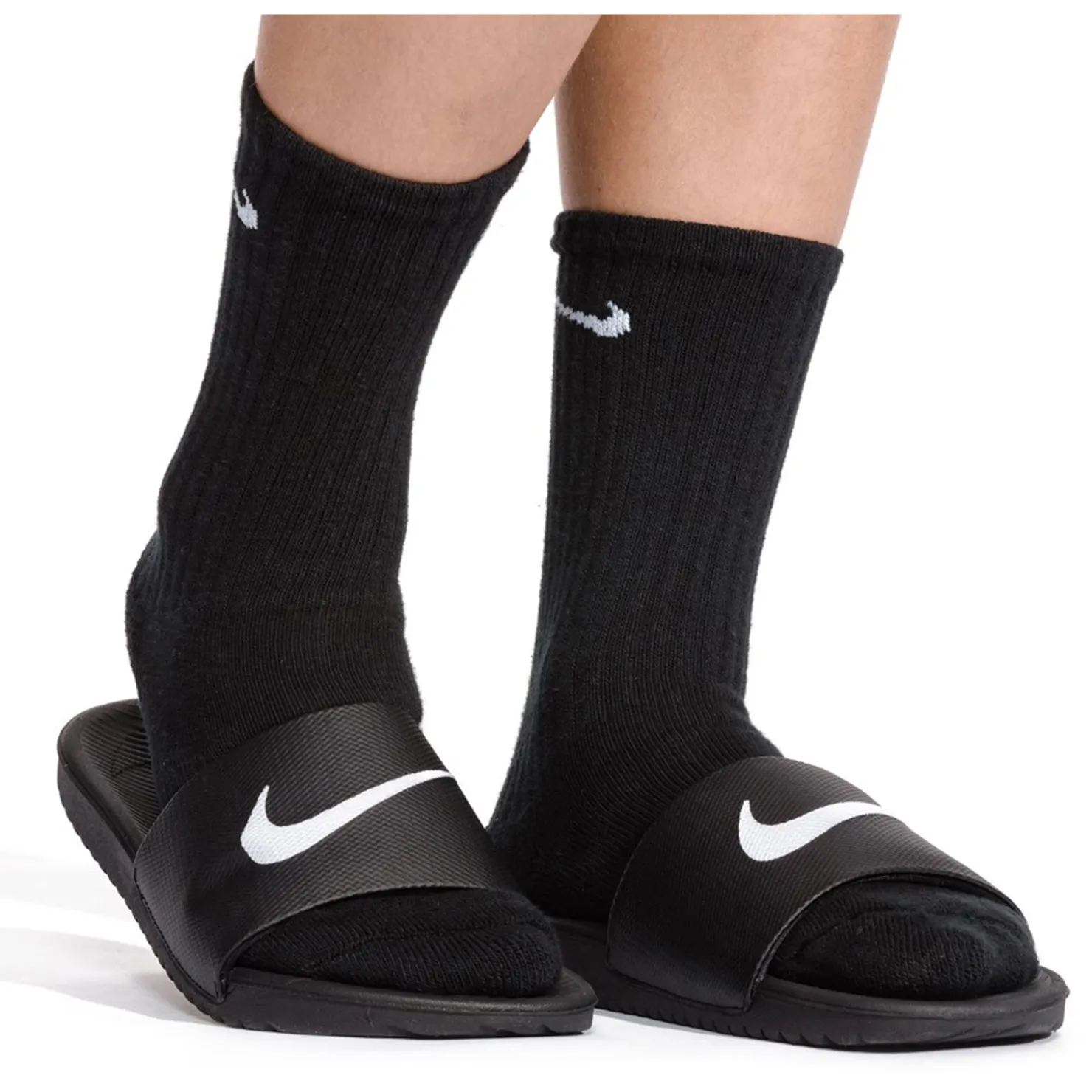 Sandals*Nike Kid's , Kawa Slide Sandal - Little Kid & Big Kid Black/White