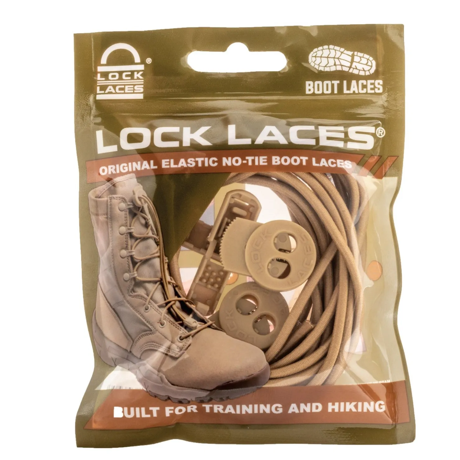 Little Kid (10.5-3)*Lock Laces , Boot No Tie Laces Tan