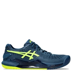 Court*ASICS Men's , GEL-Resolution 9 Tennis Shoe Mako Blue/Safety Yellow