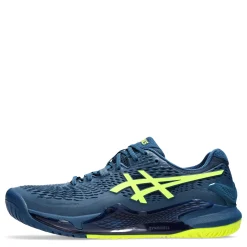 Court*ASICS Men's , GEL-Resolution 9 Tennis Shoe - Wide Width Mako Blue/Safety Yellow