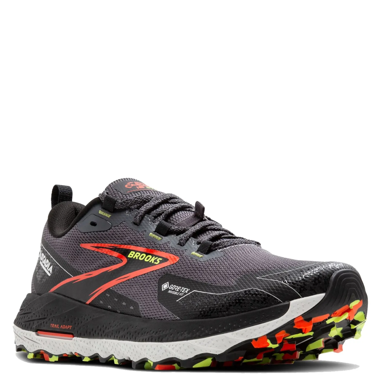 Sneakers & Athletics*Brooks Men's , Cascadia 18 GTX Trail Running Shoe Blackened Pearl/Black/Tomato