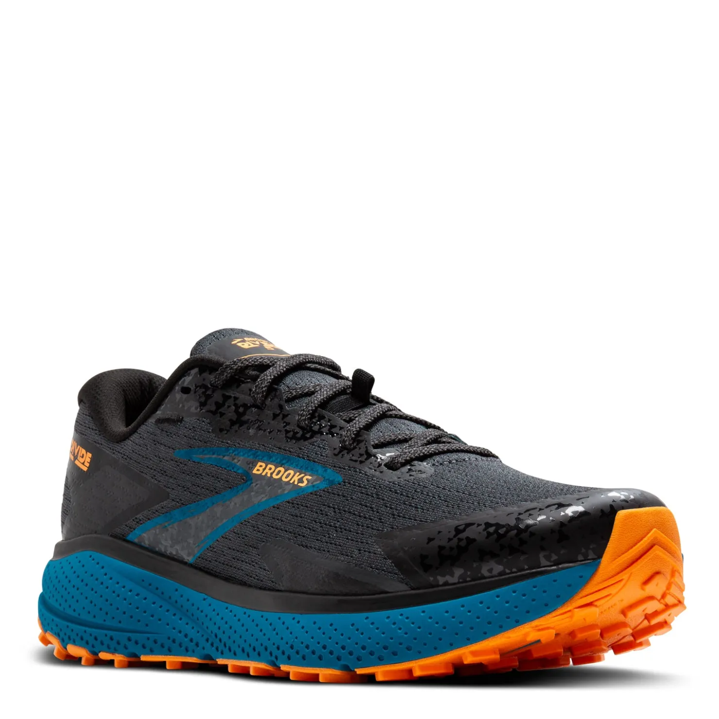 Trail & Hiking*Brooks Men's , Divide 5 Trail Running Shoe Ebony/Mosaic Blue/Orange