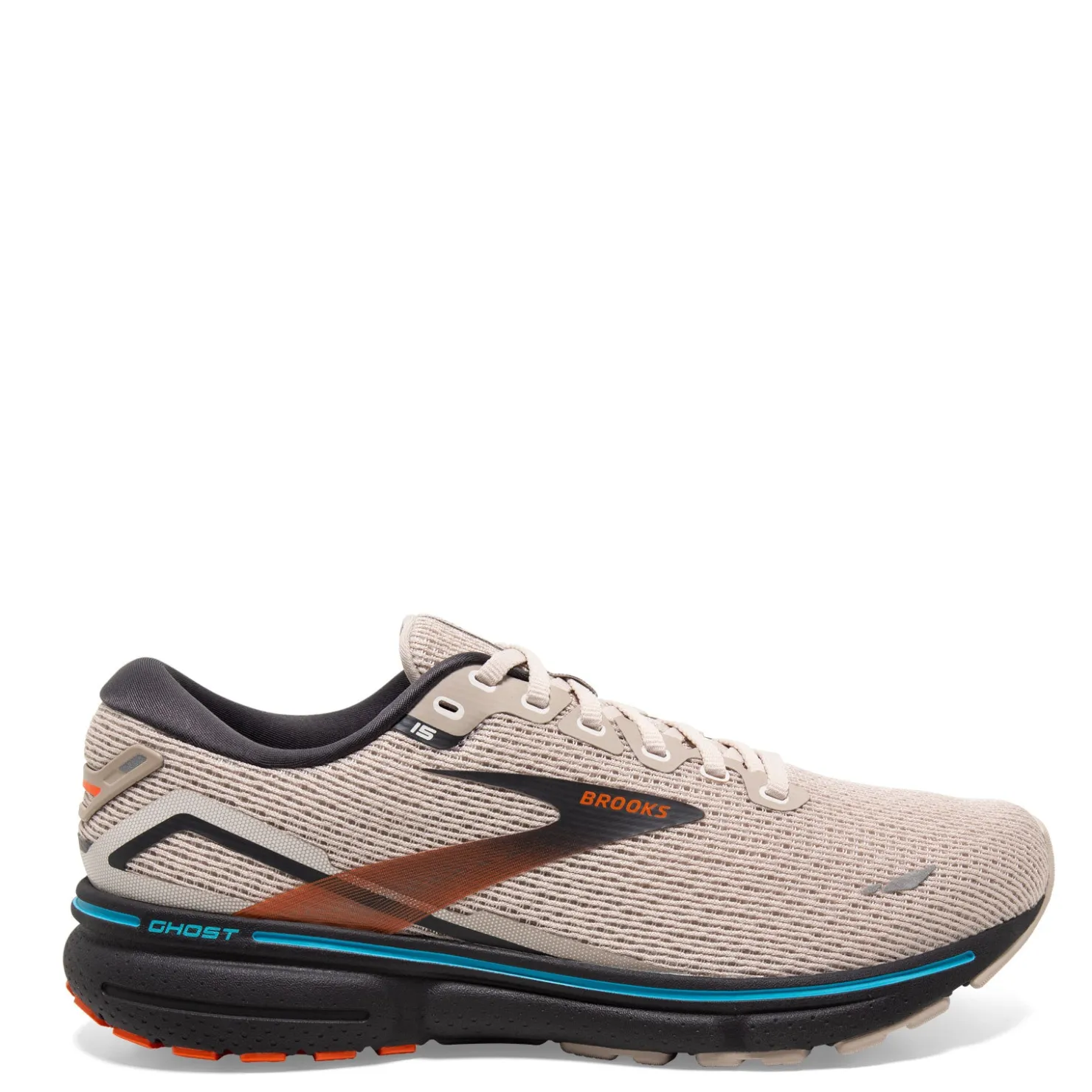 Running*Brooks Men's , Ghost 15 Running Shoe White Sand/Orange/Blue