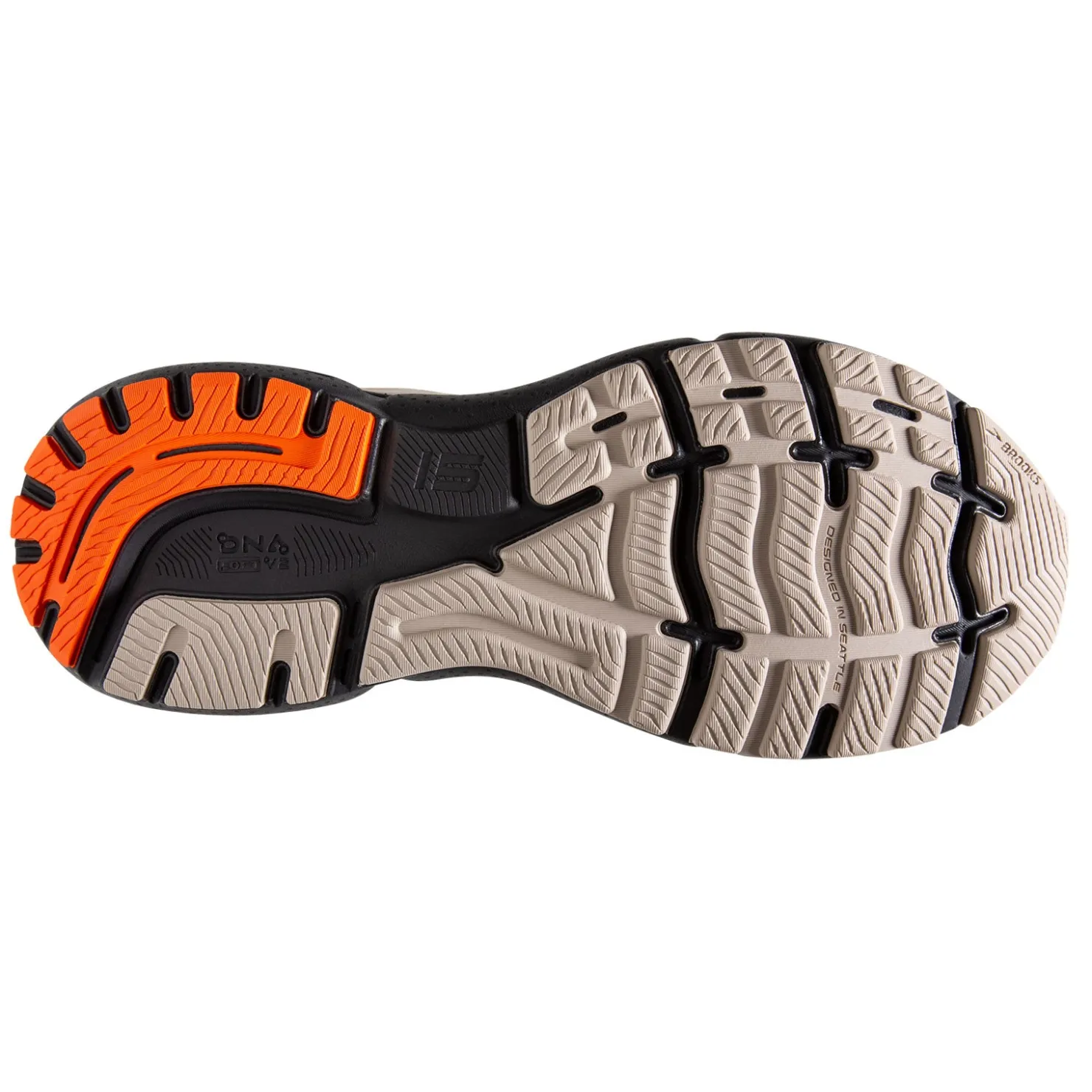 Running*Brooks Men's , Ghost 15 Running Shoe White Sand/Orange/Blue
