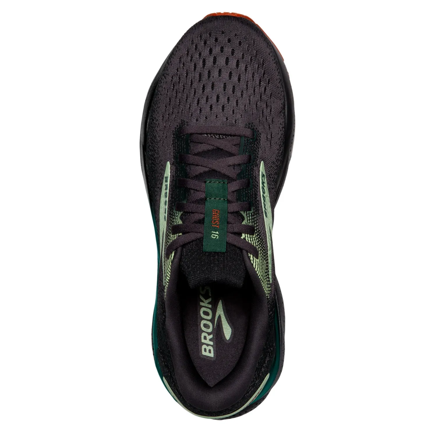 Running*Brooks Men's , Ghost 16 Running Shoe Blackened Pearl/June Bug/Green