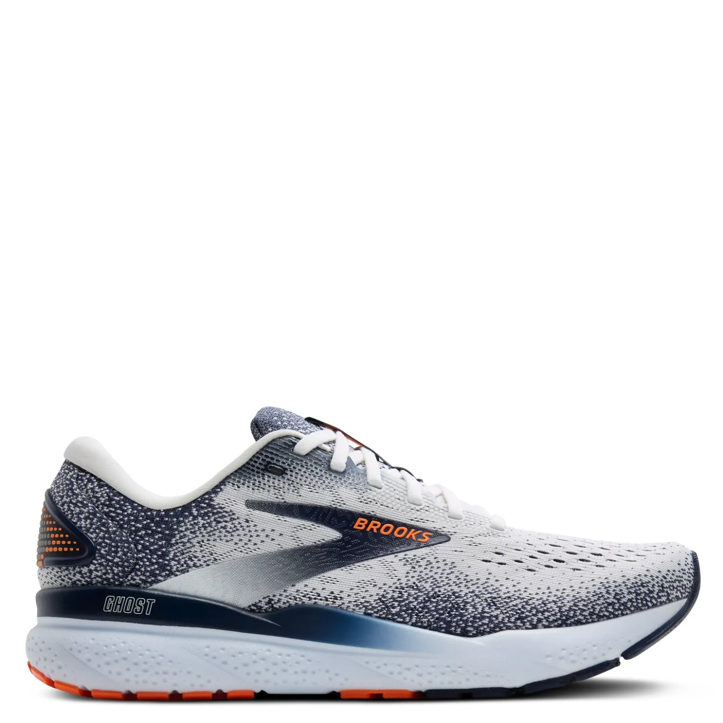 Running*Brooks Men's , Ghost 16 Running Shoe White/Peacoat/Orange