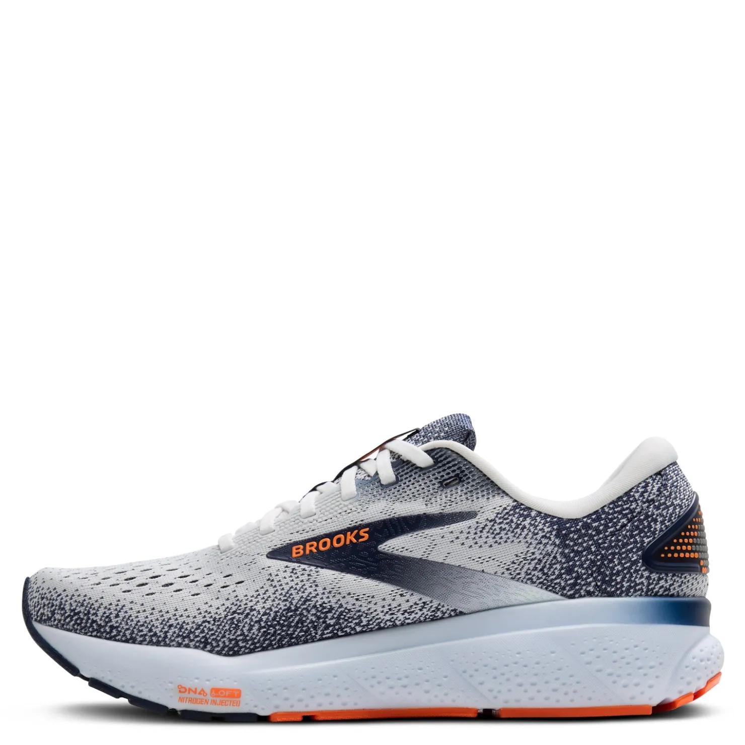Running*Brooks Men's , Ghost 16 Running Shoe White/Peacoat/Orange
