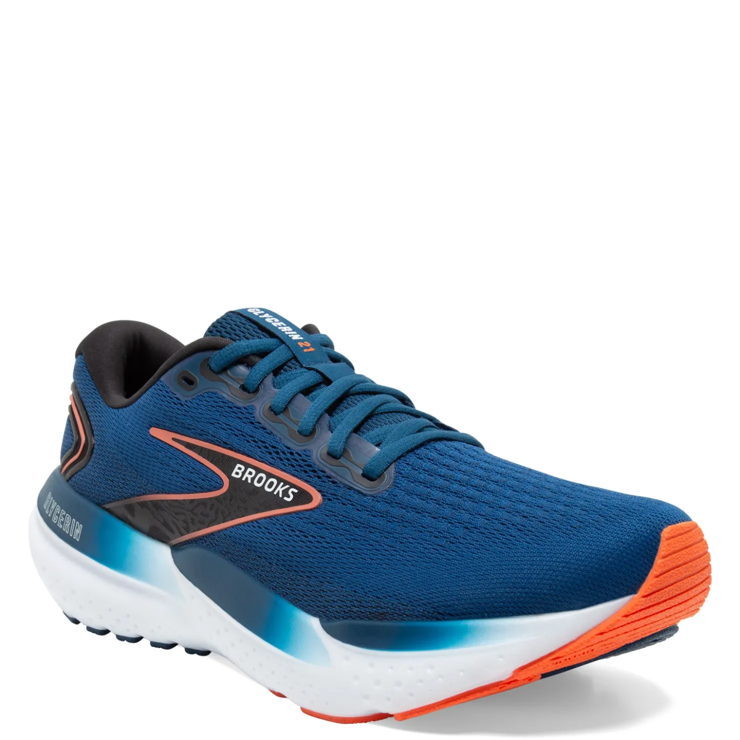 Running*Brooks Men's , Glycerin 21 Running Shoe - Wide Width Blue Opal/Black/Nasturtium