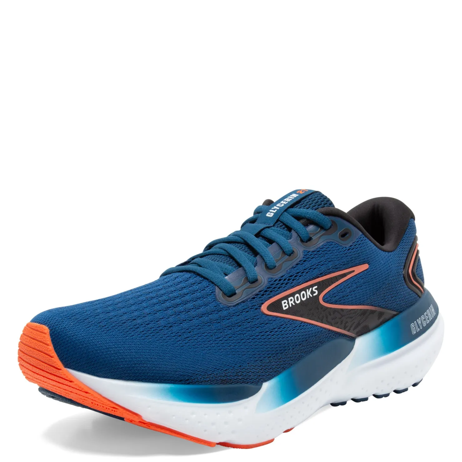 Running*Brooks Men's , Glycerin 21 Running Shoe - Wide Width Blue Opal/Black/Nasturtium